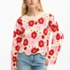 Maglione con fiori all’uncinetto Maglione con fiori all’uncinetto