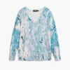 Maglione con scollo a V e stampa astratta