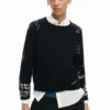 Maglione in jersey fine con scritte