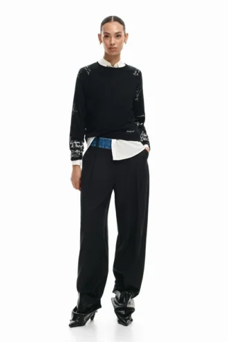 Maglione in jersey fine con scritte