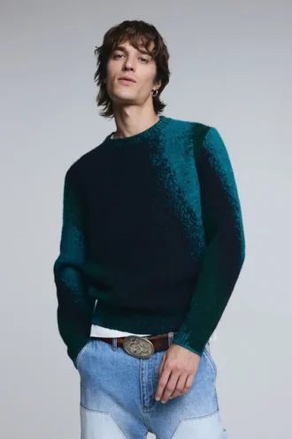 Maglione jacquard con effetto spruzzato