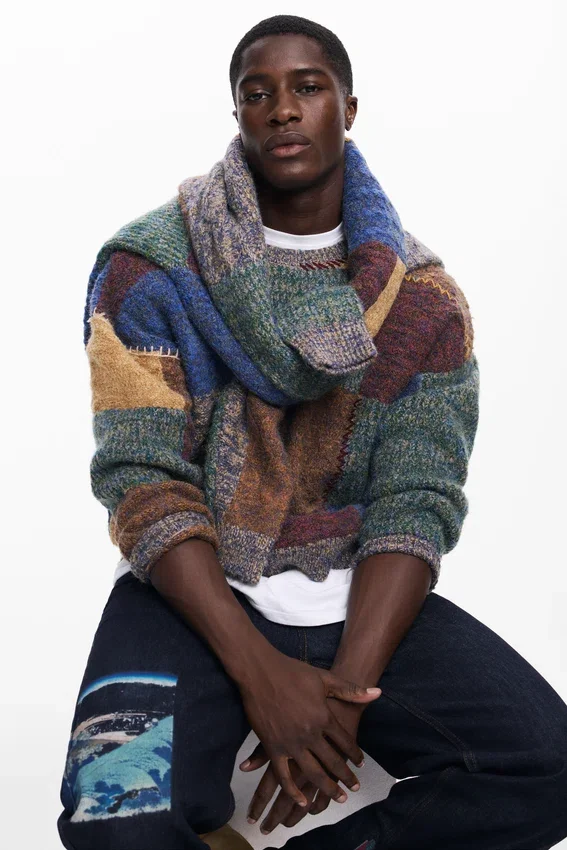 Maglione pesante a Patchwork Maglione pesante a Patchwork