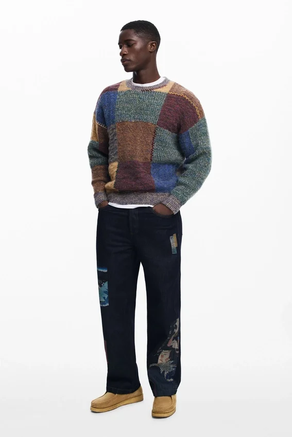 Maglione pesante a Patchwork Maglione pesante a Patchwork