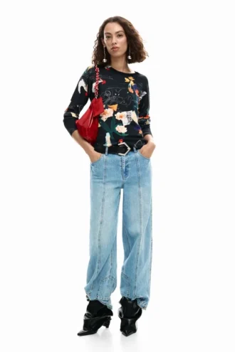 Maglione sottile con piante