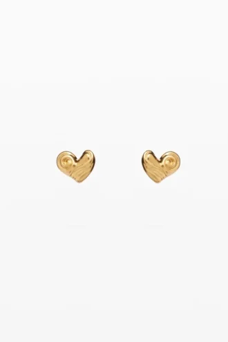 Orecchini a bottone a forma di cuore placcati in oro Zalio