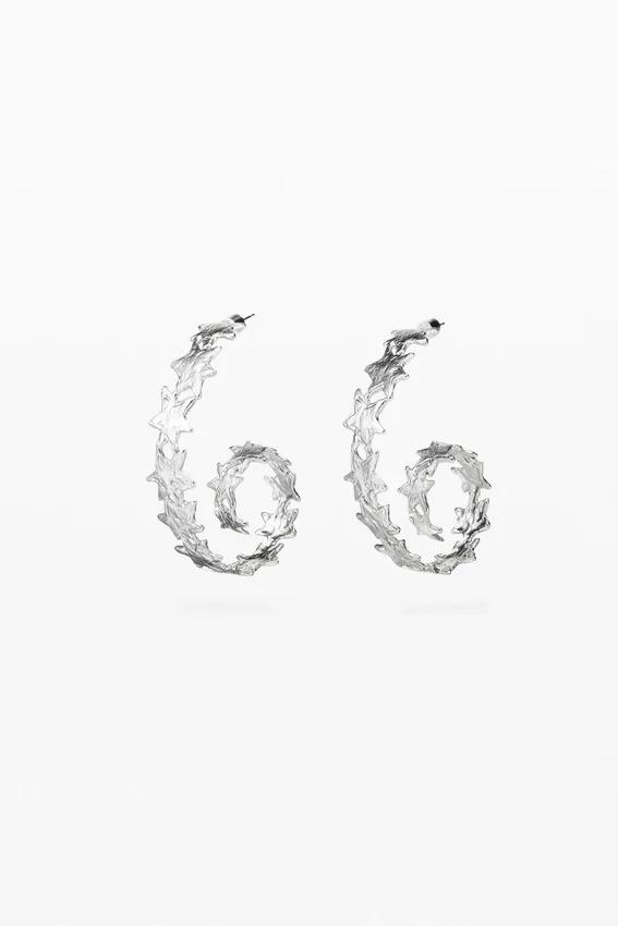 Orecchini a spirale a forma di stella placcati argento Zalio Orecchini a spirale a forma di stella placcati argento Zalio