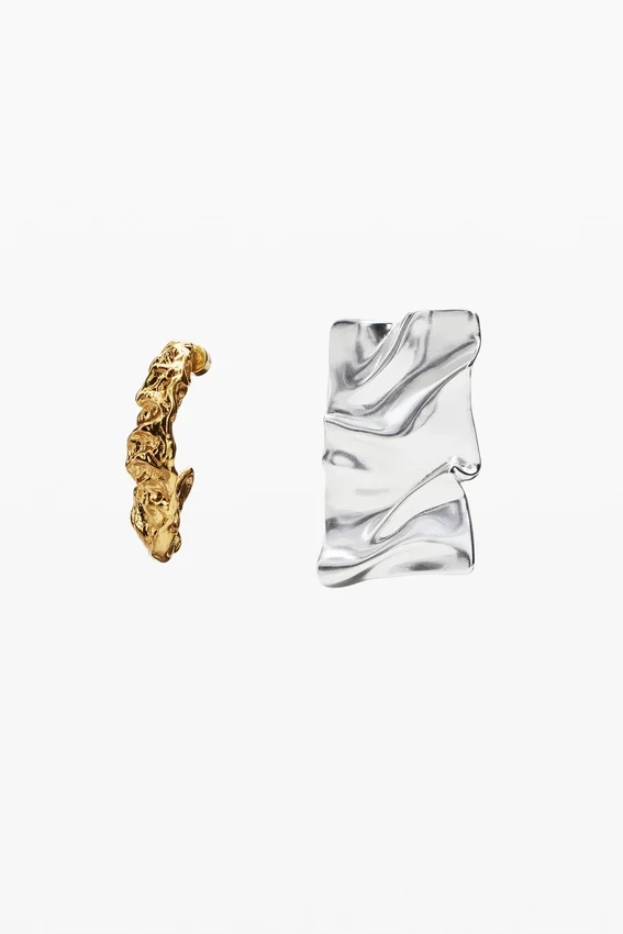 Orecchini asimmetrici placcati in oro e argento Zalio Orecchini asimmetrici placcati in oro e argento Zalio