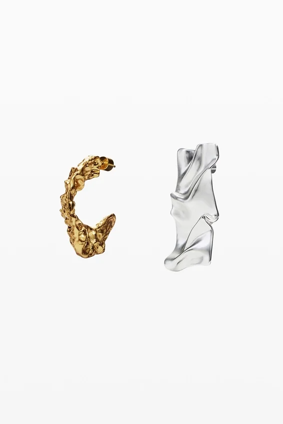 Orecchini asimmetrici placcati in oro e argento Zalio Orecchini asimmetrici placcati in oro e argento Zalio