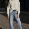 Pantaloni in denim bicolore