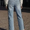 Pantaloni in denim bicolore