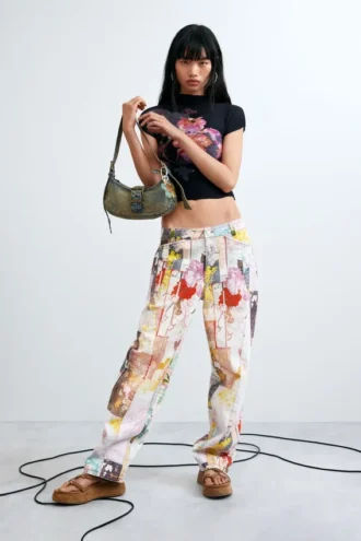 Pantaloni in denim stampato