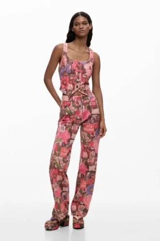 Pantaloni in denim stampato