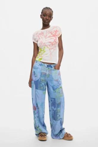 Pantaloni in denim stampato
