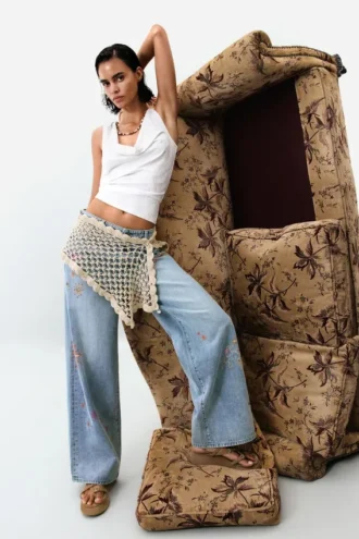 Pantaloni in denim stampato