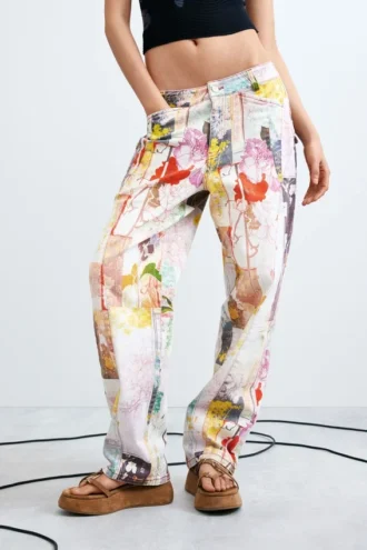 Pantaloni in denim stampato