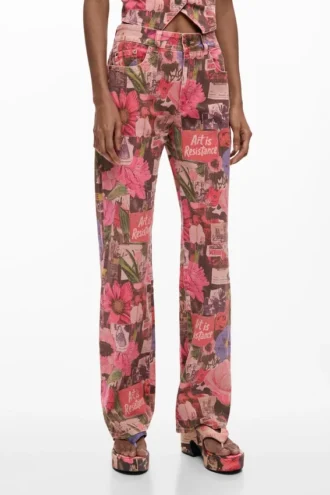 Pantaloni in denim stampato