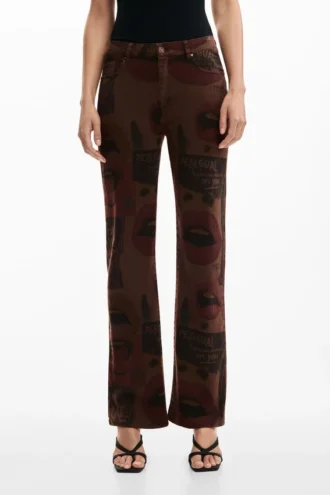 Pantaloni in denim stampato