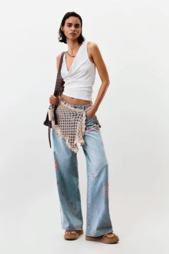 Pantaloni in denim stampato