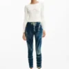 Pantaloni in denim tie-dye