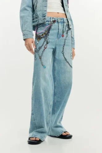 Pantaloni jeans con catene
