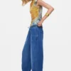 Pantaloni lunghi in denim con elastico