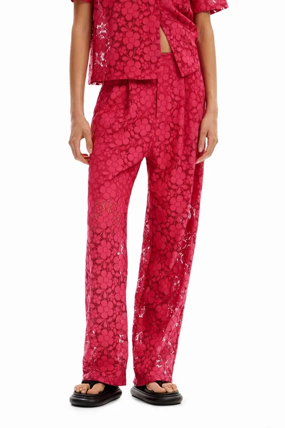 Pantaloni sartoriali in pizzo floreale Pantaloni sartoriali in pizzo floreale