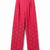 Pantaloni sartoriali in pizzo floreale Pantaloni sartoriali in pizzo floreale