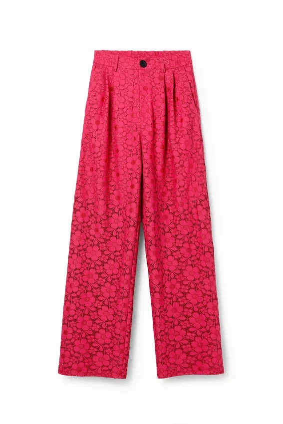Pantaloni sartoriali in pizzo floreale Pantaloni sartoriali in pizzo floreale