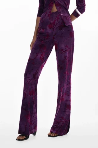 Pantaloni svasati fluidi con texture