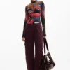 Pantaloni tie-dye con cerniere
