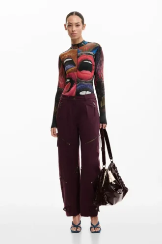 Pantaloni tie-dye con cerniere