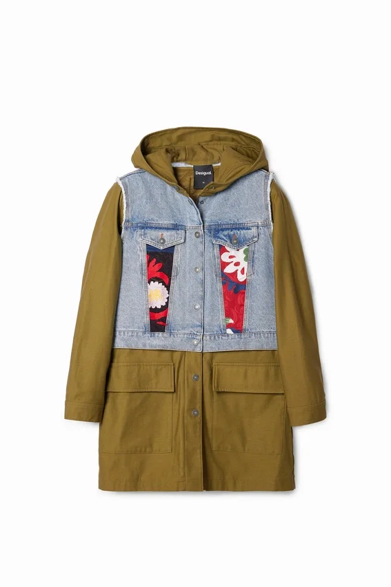 Parka ibrido ricamato 2 in 1 Parka ibrido ricamato 2 in 1