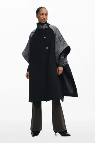 Poncho in denim ibrido