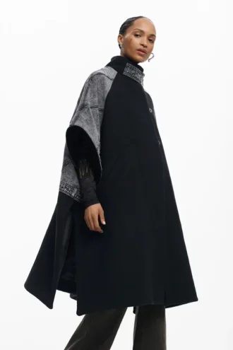 Poncho in denim ibrido