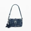 Portafoglio a tracolla in denim con Applicazioni