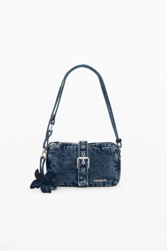 Portafoglio a tracolla in denim con Applicazioni