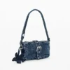 Portafoglio a tracolla in denim con Applicazioni