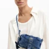 Portafoglio a tracolla in denim con Applicazioni
