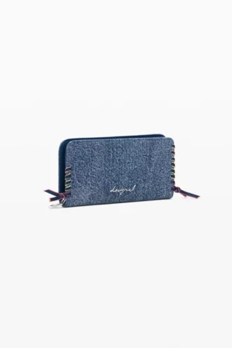 Portafoglio medio in denim a forma di cuore
