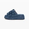 Sandali con zeppa in denim