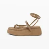 Sandali con zeppa in pelle