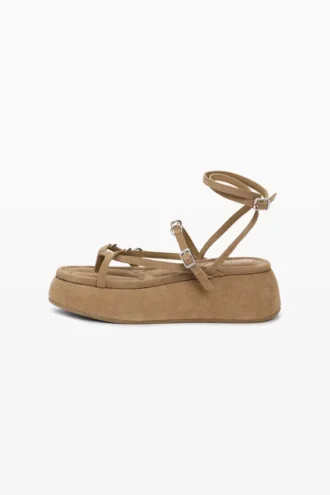 Sandali con zeppa in pelle