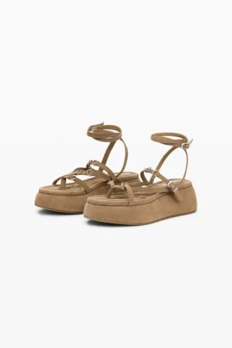 Sandali con zeppa in pelle