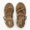 Sandali con zeppa in pelle