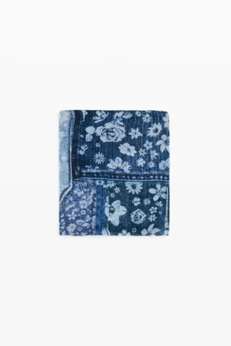 Sciarpa rettangolare con toppe in denim