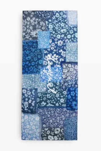 Sciarpa rettangolare con toppe in denim
