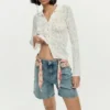 Shorts in denim ricamati