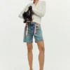 Shorts in denim ricamati