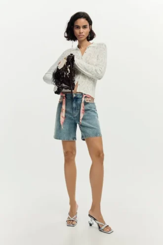 Shorts in denim ricamati