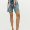 Shorts in denim ricamati